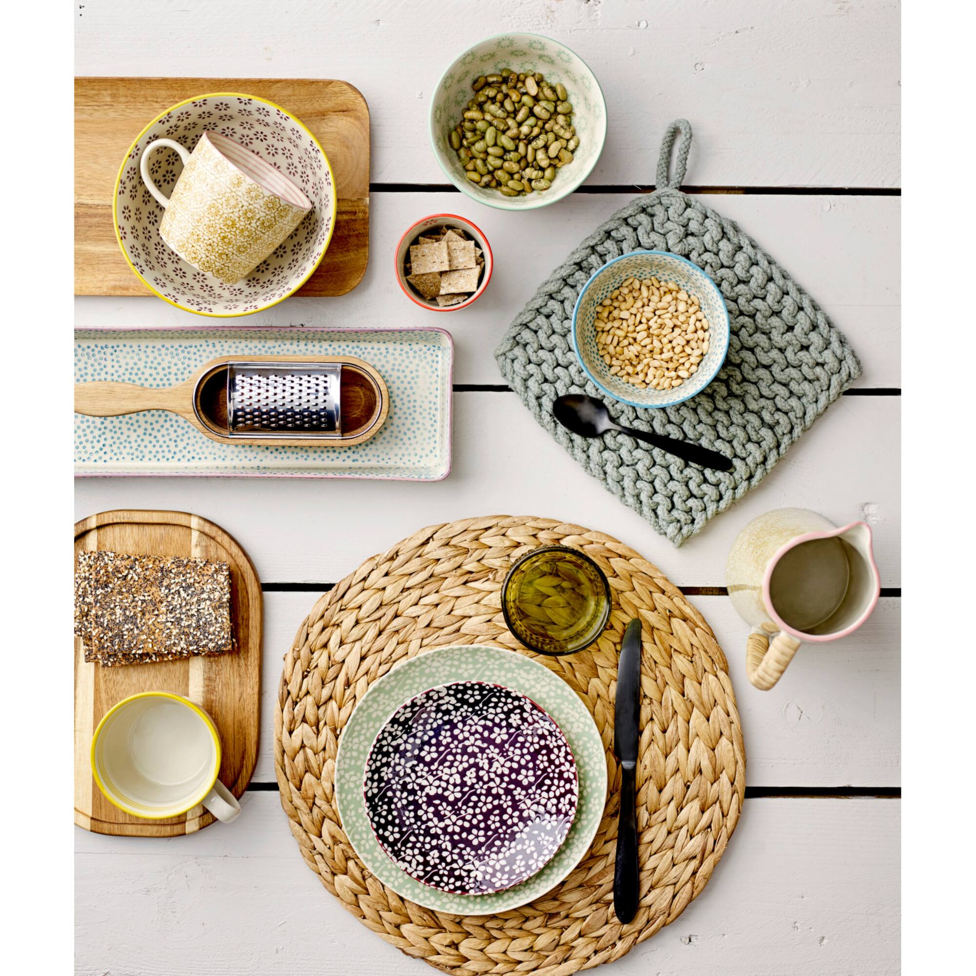Hello Honey® 8" Blue, Gray, Yellow & Green Square Cotton Crocheted Pot Holder Set